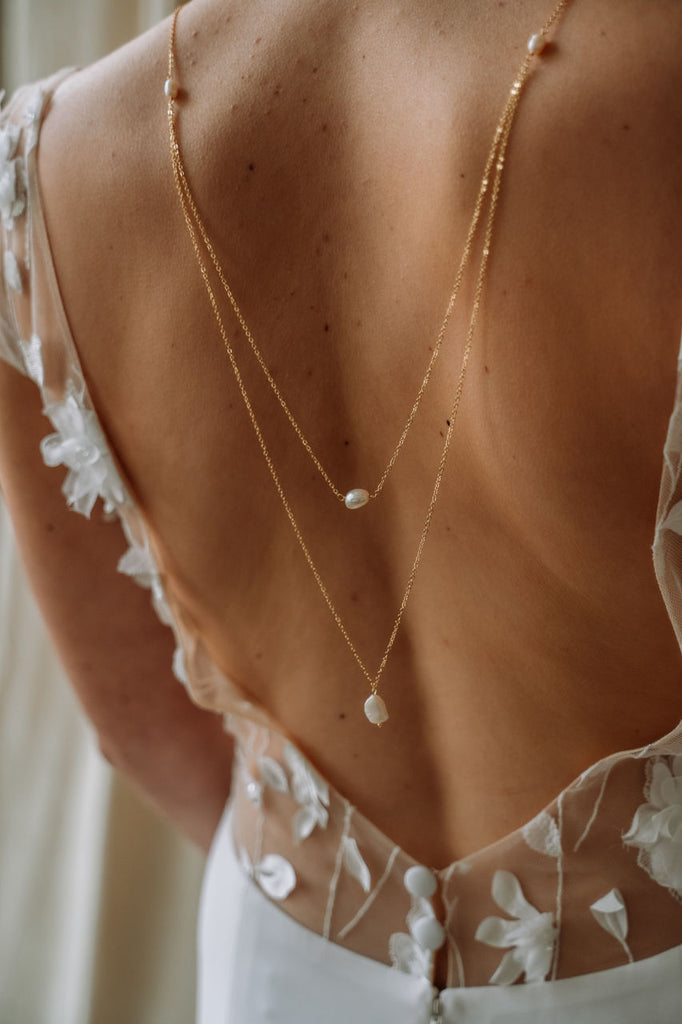 necklace for low cut wedding dress Rose gold Bridal Backdrop Necklace, Low Back Wedding Necklace for Bride