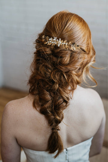 Gold Bridal Leaf Comb 