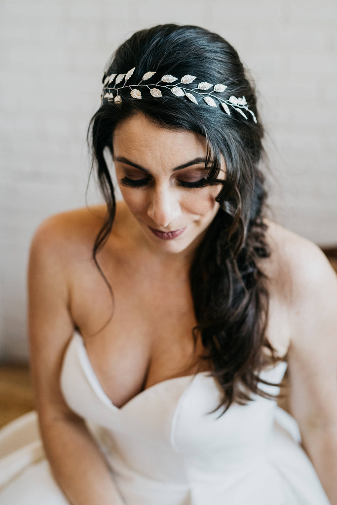 Rose Gold Leaf Bridal Headband 