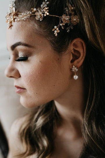 Gold Pearl Earrings 