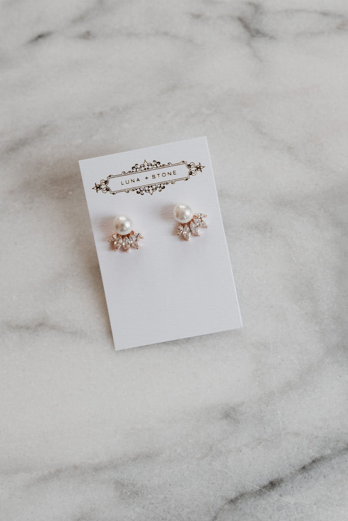Rose Gold Pearl Earrings 
